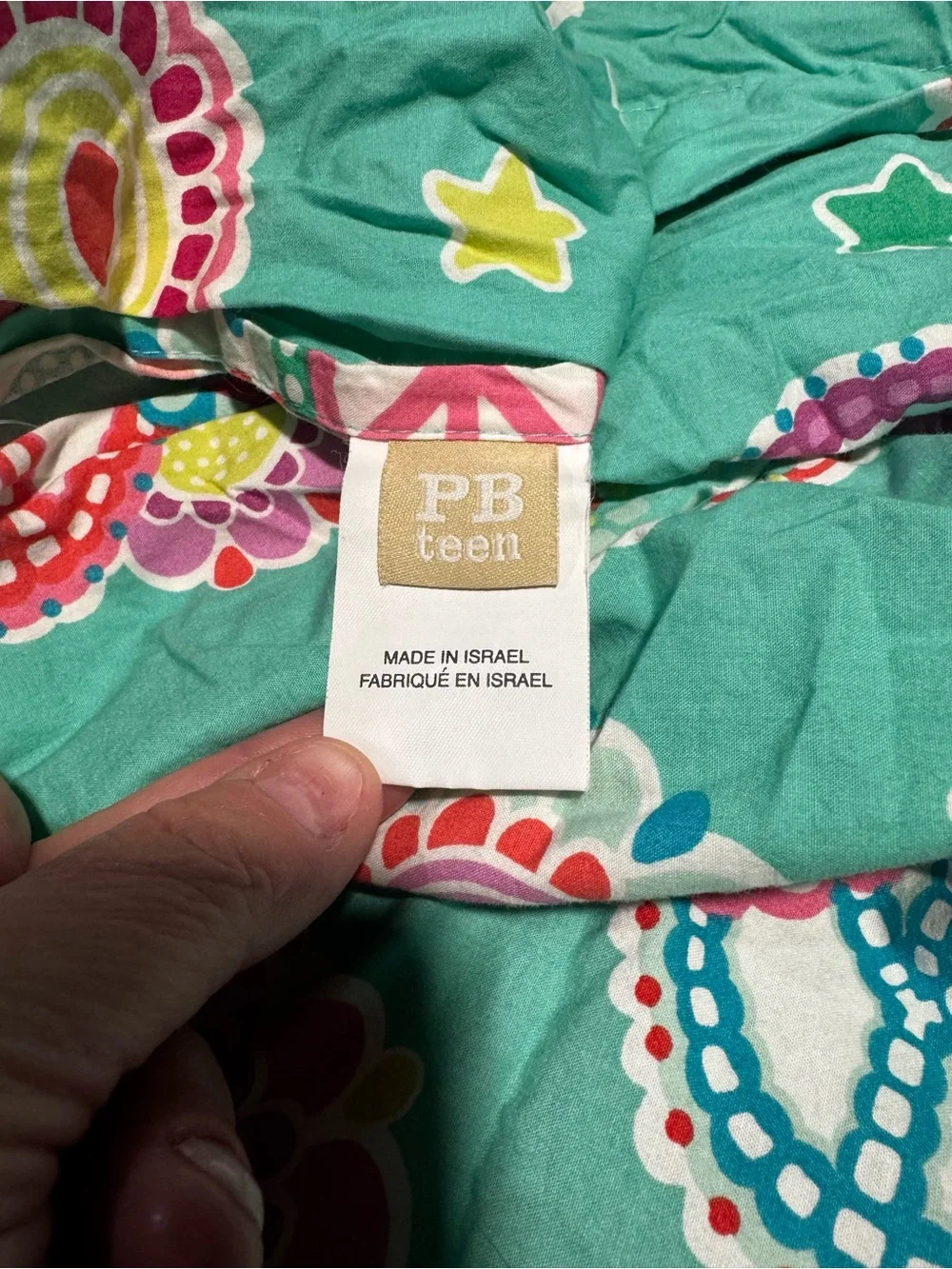 Pottery Barn Teen Teal Floral Peace Sign Duvet Cover Twin Size PB
